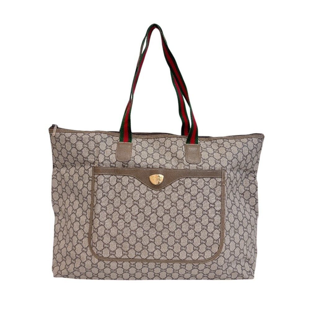 GUCCI GG Plus Sherry Line PVC Tote Bag, Beige